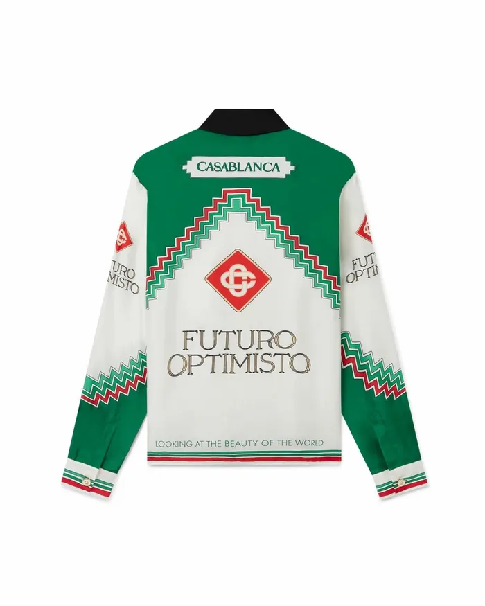 Casablanca Paris Shirts Futuro Optimisto Silk Shirt 8211 Men Casablanca Paris Shirts Futuro Optimisto Silk Shirt 8211 Men