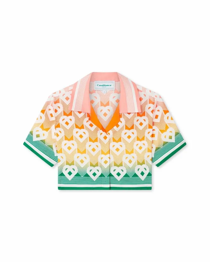 Casablanca Paris Shirts Gradient Heart Monogram Cropped Silk Shirt 8211 Women