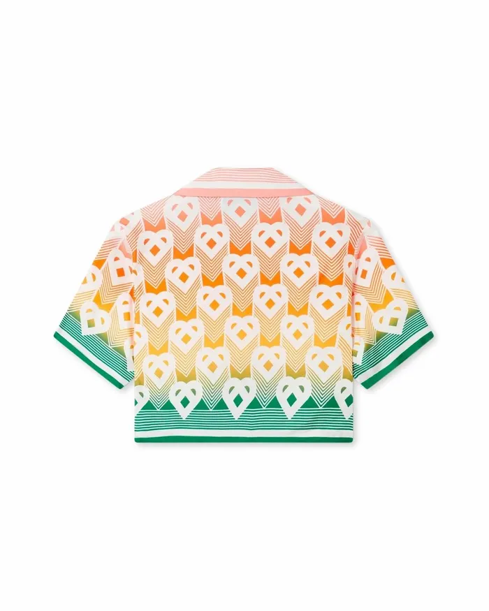 Casablanca Paris Shirts Gradient Heart Monogram Cropped Silk Shirt 8211 Women Casablanca Paris Shirts Gradient Heart Monogram Cropped Silk Shirt 8211 Women