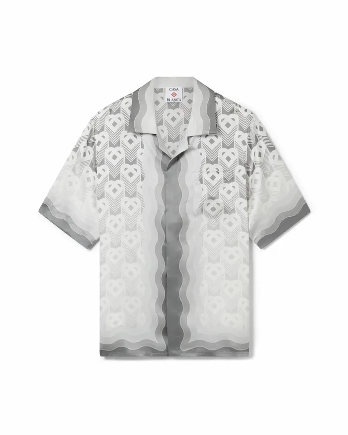 Casablanca Paris Shirts Gradient Heart Monogram Silk Shirt 8211 MenWomen