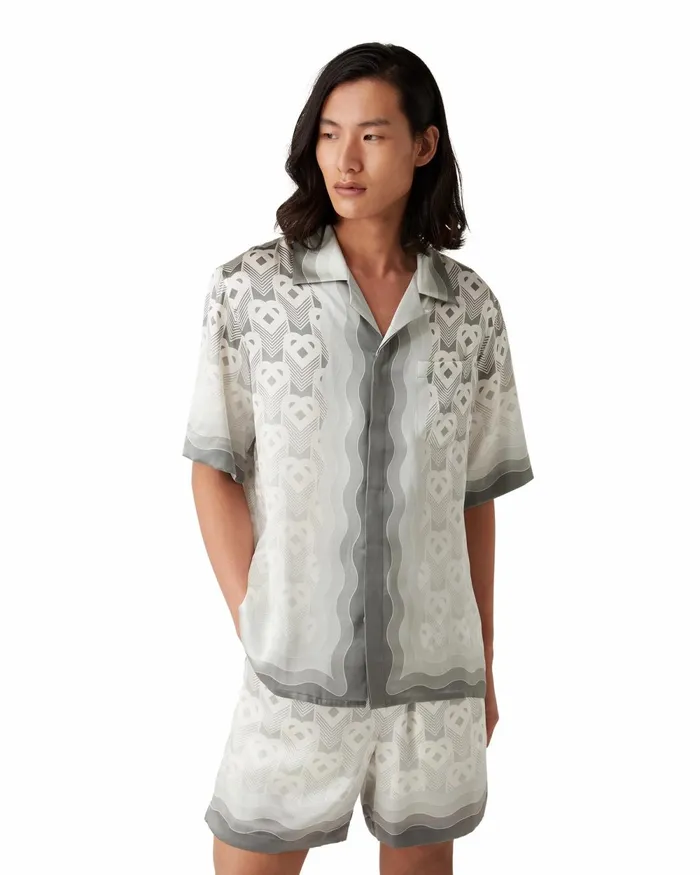 Casablanca Paris Shirts Gradient Heart Monogram Silk Shirt 8211 MenWomen Casablanca Paris Shirts Gradient Heart Monogram Silk Shirt 8211 MenWomen