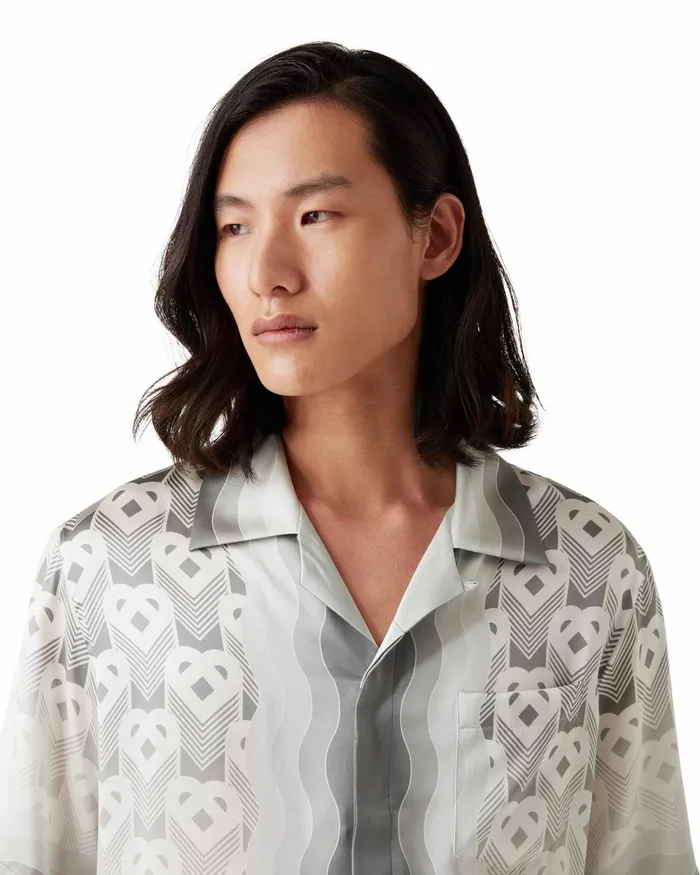 Casablanca Paris Shirts Gradient Heart Monogram Silk Shirt 8211 MenWomen Casablanca Paris Shirts Gradient Heart Monogram Silk Shirt 8211 MenWomen