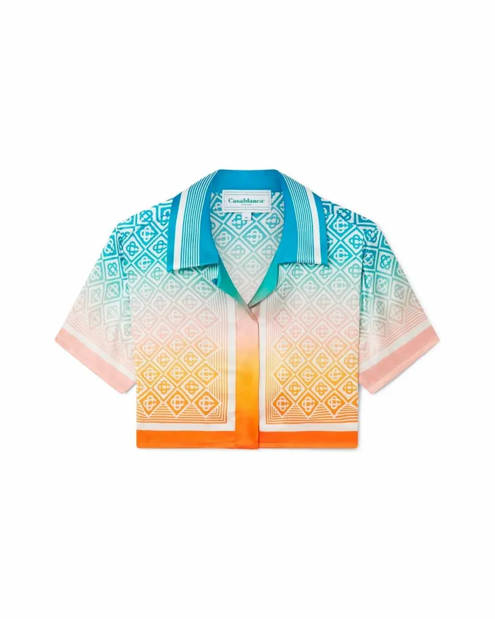 Casablanca Paris Shirts Gradient Monogram Cropped Silk Shirt 8211 Women