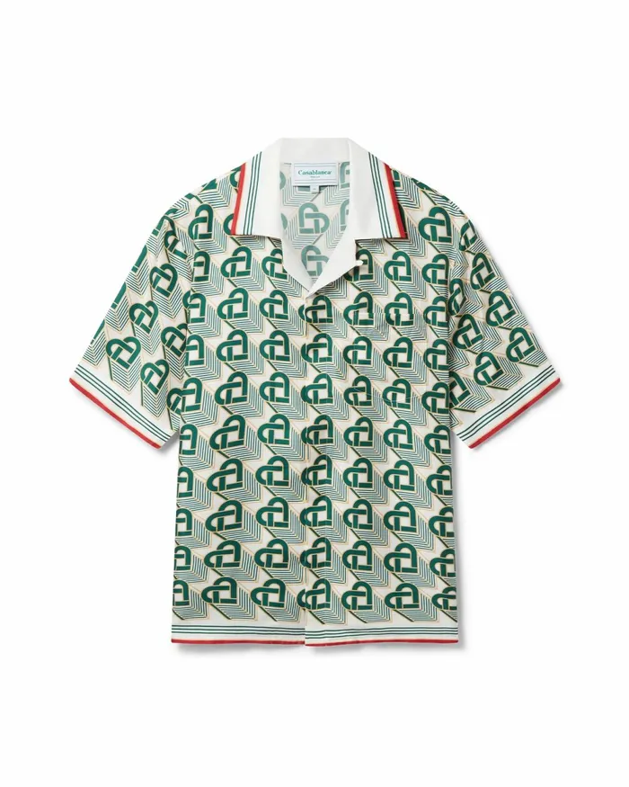 Casablanca Paris Shirts Heart Monogram Silk Shirt 8211 MenWomen