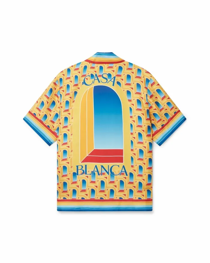 Casablanca Paris Shirts L039Arche De Jour Cuban Collar Silk Shirt 8211 Men