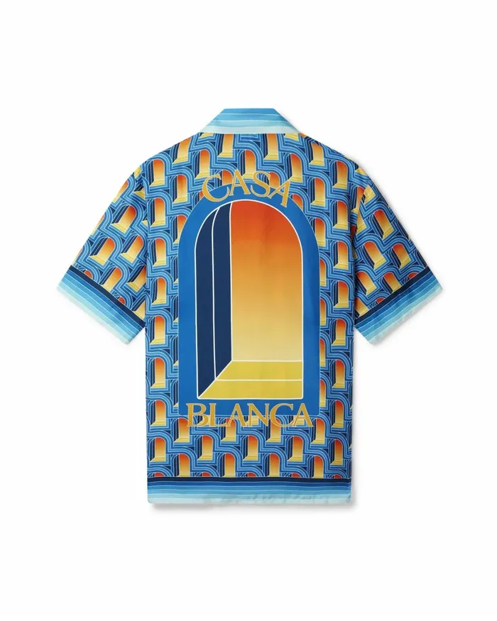 Casablanca Paris Shirts L039Arche De Nuit Cuban Collar Silk Shirt 8211 Men