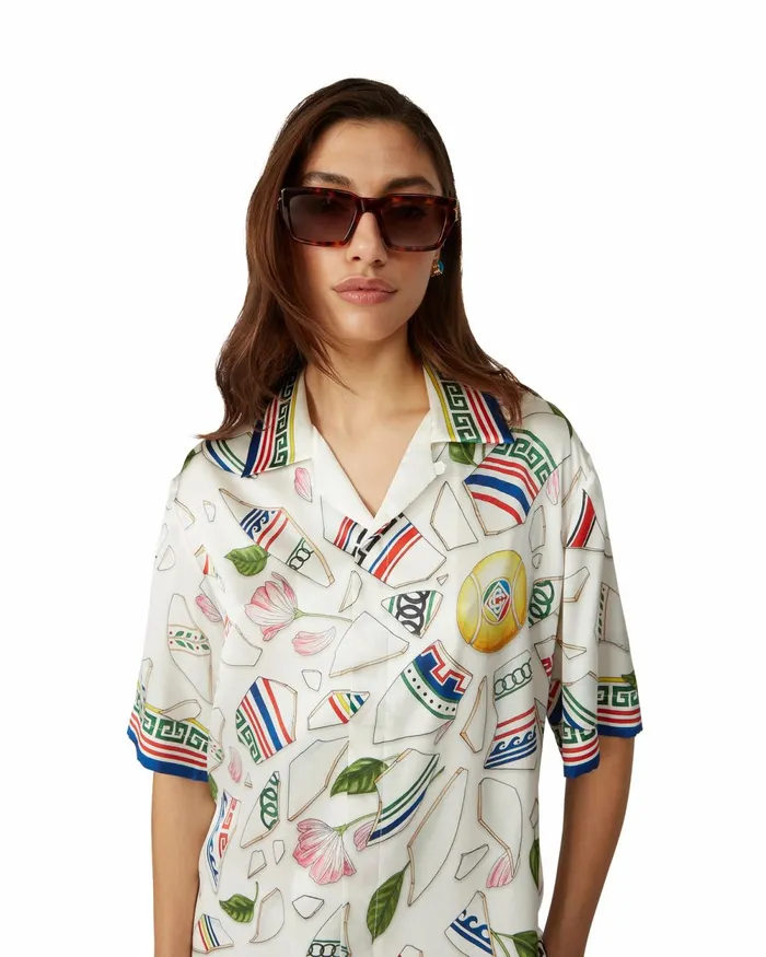 Casablanca Paris Shirts Le Vase Brise Silk Shirt 8211 MenWomen