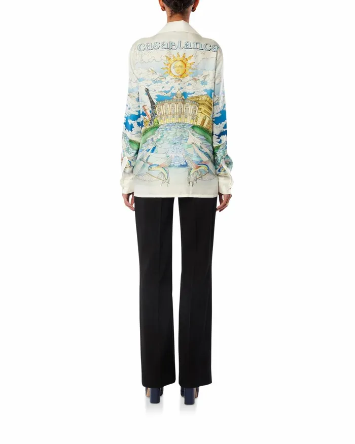 Casablanca Paris Shirts Le Vol Ideal Cuban Collar Silk Shirt 8211 Women Casablanca Paris Shirts Le Vol Ideal Cuban Collar Silk Shirt 8211 Women