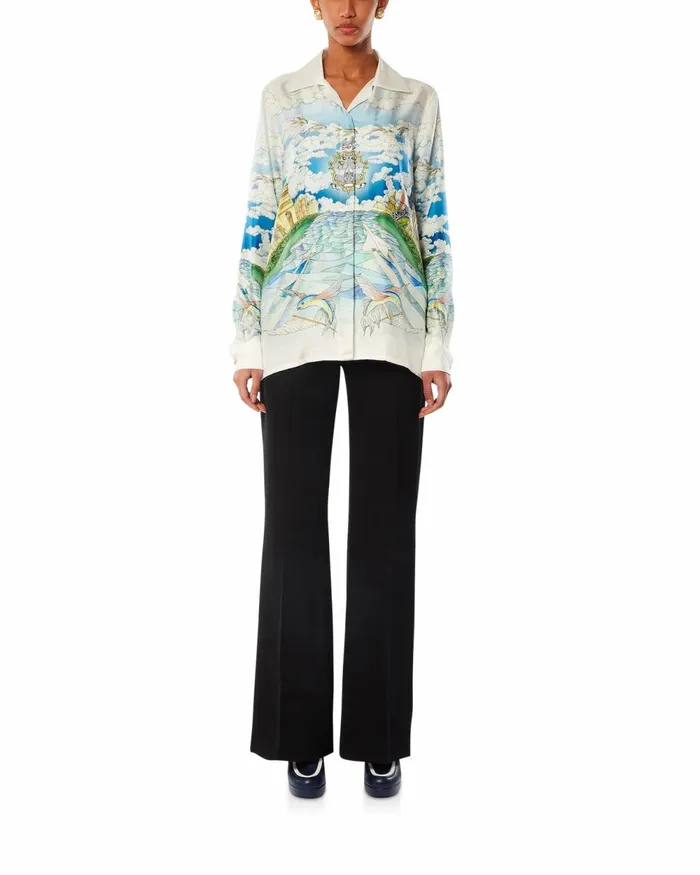 Casablanca Paris Shirts Le Vol Ideal Cuban Collar Silk Shirt 8211 Women Casablanca Paris Shirts Le Vol Ideal Cuban Collar Silk Shirt 8211 Women