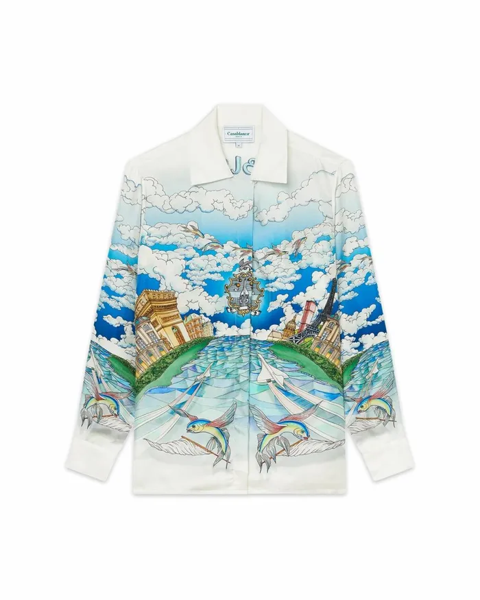 Casablanca Paris Shirts Le Vol Ideal Cuban Collar Silk Shirt 8211 Women Casablanca Paris Shirts Le Vol Ideal Cuban Collar Silk Shirt 8211 Women