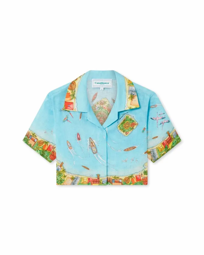 Casablanca Paris Shirts Maison Sur Piloti Cropped Linen Shirt 8211 Women