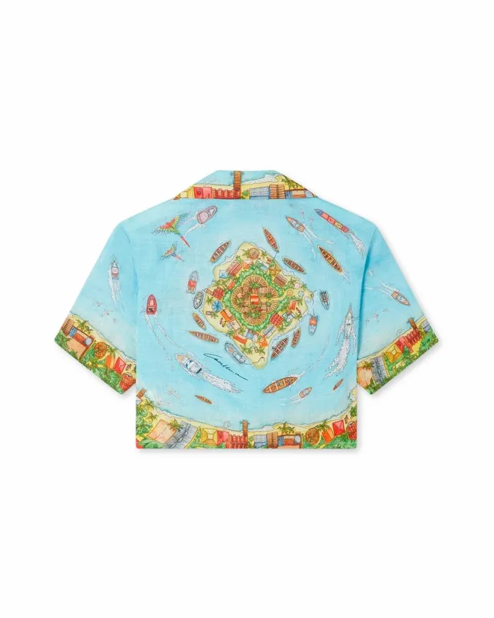 Casablanca Paris Shirts Maison Sur Piloti Cropped Linen Shirt 8211 Women