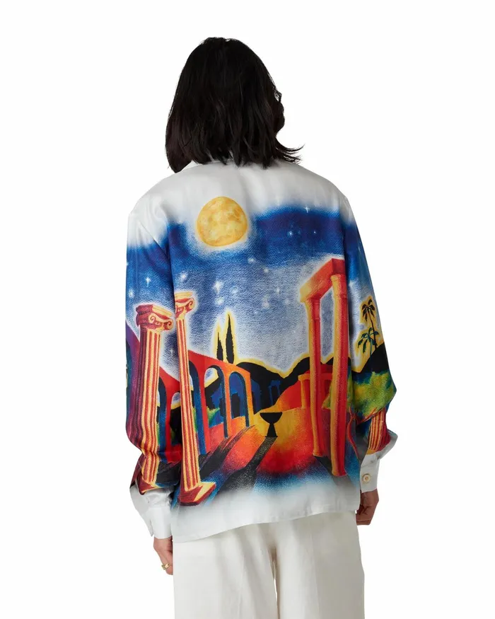 Casablanca Paris Shirts Midnight Acropolis Silk Shirt 8211 MenWomen