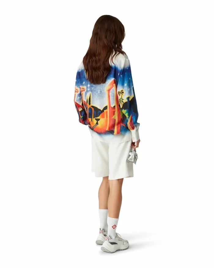 Casablanca Paris Shirts Midnight Acropolis Silk Shirt 8211 MenWomen