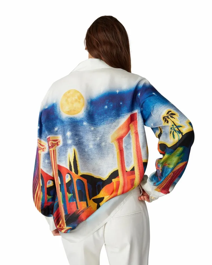 Casablanca Paris Shirts Midnight Acropolis Silk Shirt 8211 MenWomen