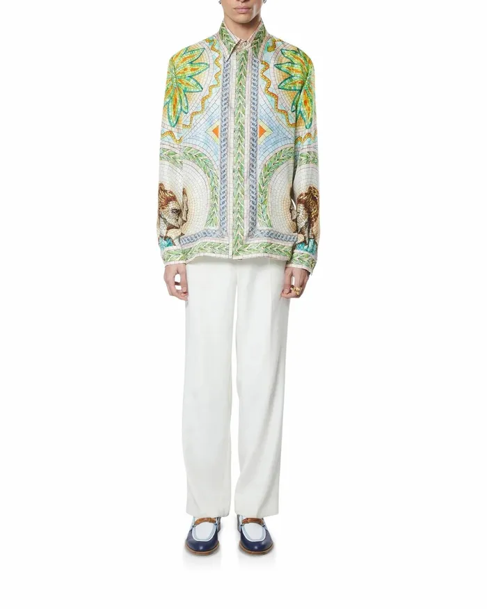 Casablanca Paris Shirts Mosaics Grecques Silk Twill Shirt 8211 Men Casablanca Paris Shirts Mosaics Grecques Silk Twill Shirt 8211 Men