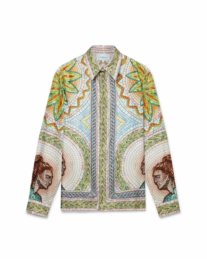 Casablanca Paris Shirts Mosaics Grecques Silk Twill Shirt 8211 Men Casablanca Paris Shirts Mosaics Grecques Silk Twill Shirt 8211 Men