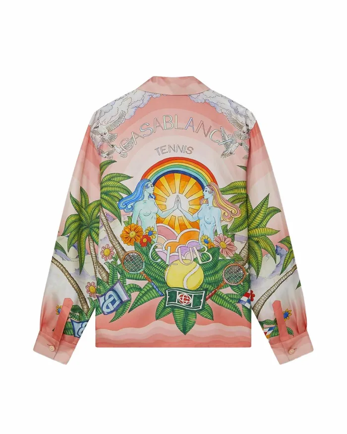 Casablanca Paris Shirts Paix Et Amour Tennis Club Silk Shirt 8211 MenWomen