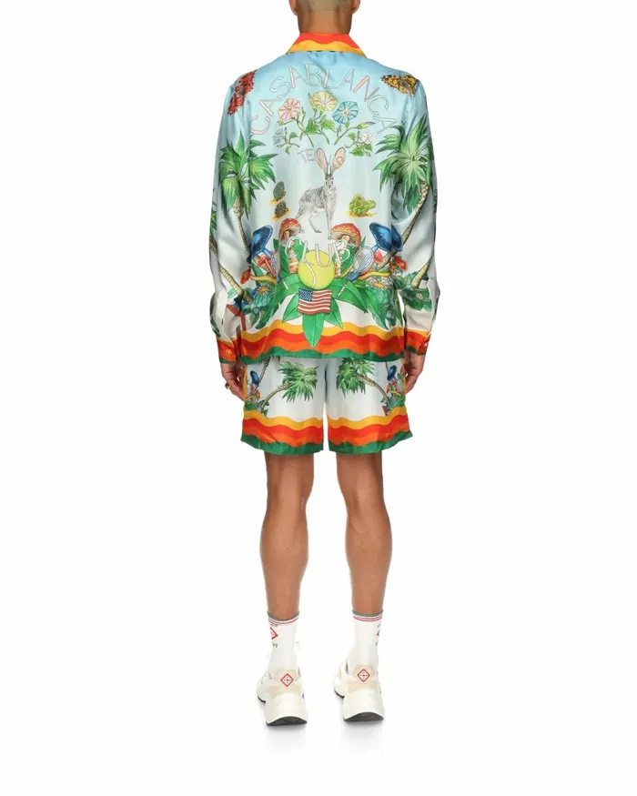 Casablanca Paris Shirts Palm Springs Tennis Club Cuban Collar Silk Shirt 8211 Men