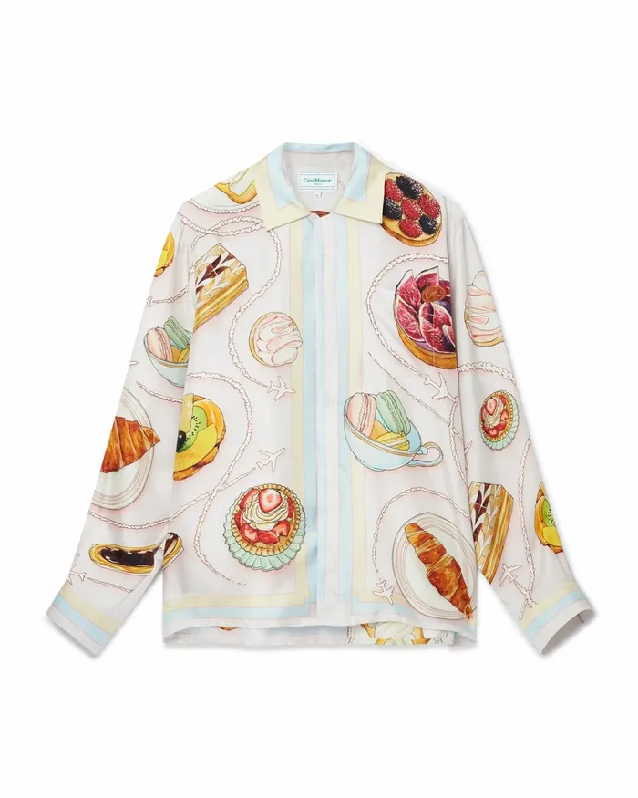 Casablanca Paris Shirts Patisseries En Vol Cuban Collar Silk Shirt 8211 Women