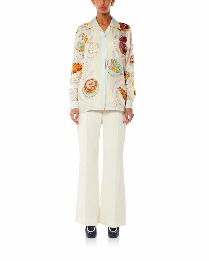 Casablanca Paris Shirts Patisseries En Vol Cuban Collar Silk Shirt 8211 Women Casablanca Paris Shirts Patisseries En Vol Cuban Collar Silk Shirt 8211 Women