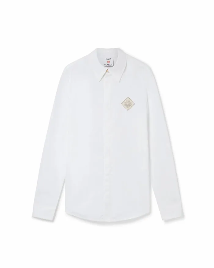 Casablanca Paris Shirts Pearl Diamond Patch Cotton Shirt 8211 Men