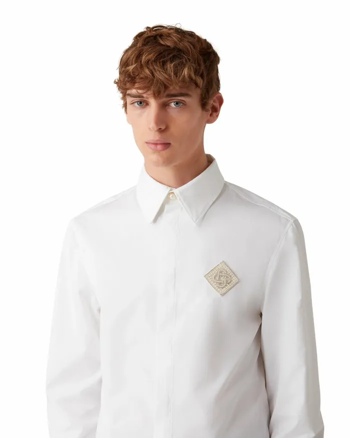 Casablanca Paris Shirts Pearl Diamond Patch Cotton Shirt 8211 Men