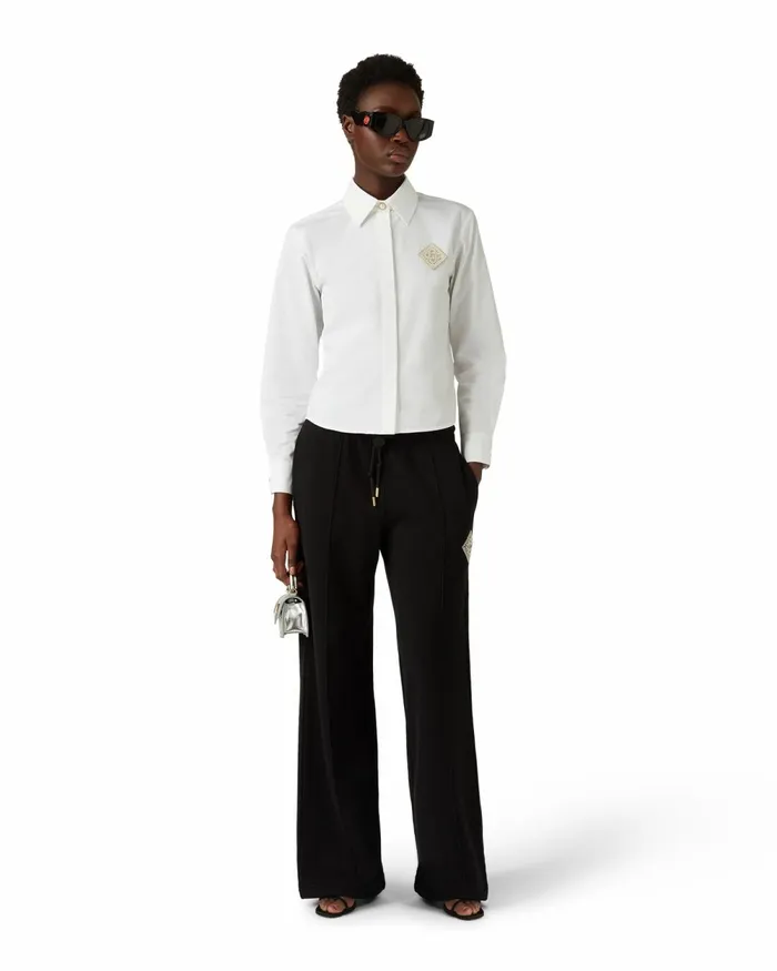 Casablanca Paris Shirts Pearl Diamond Patch Cotton Shirt 8211 Women