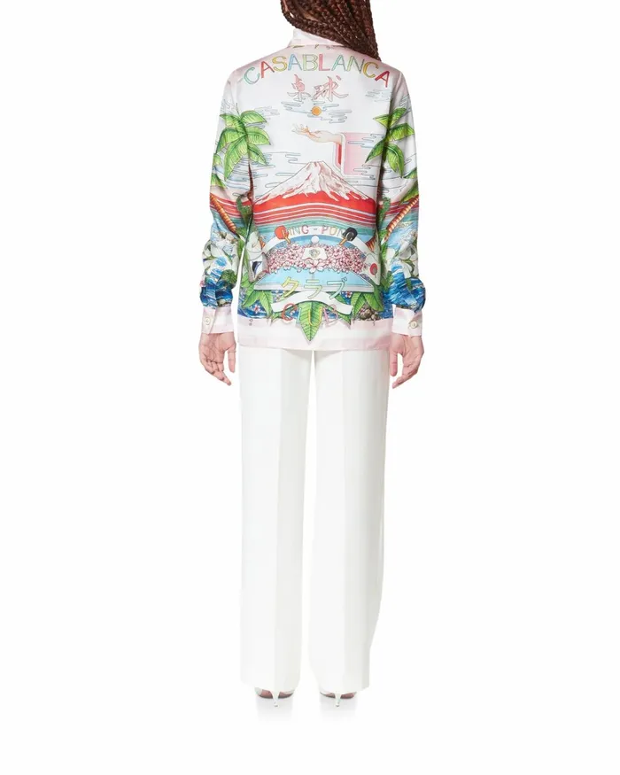 Casablanca Paris Shirts Ping Pong Club Sunset Silk Shirt 8211 Women