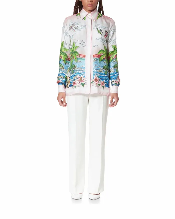 Casablanca Paris Shirts Ping Pong Club Sunset Silk Shirt 8211 Women