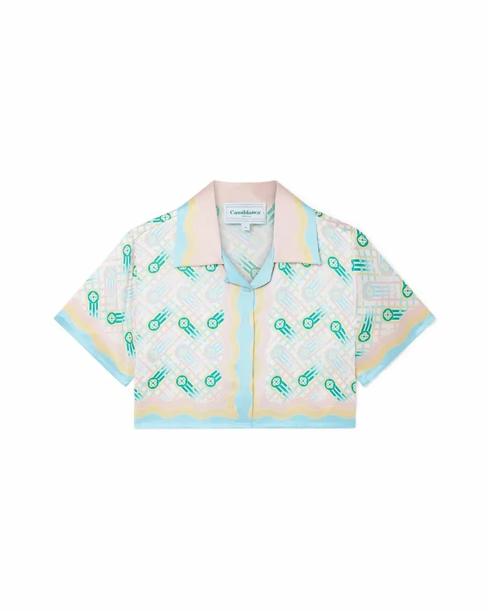 Casablanca Paris Shirts Ping Pong Cropped Silk Shirt 8211 Women