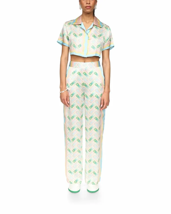 Casablanca Paris Shirts Ping Pong Cropped Silk Shirt 8211 Women