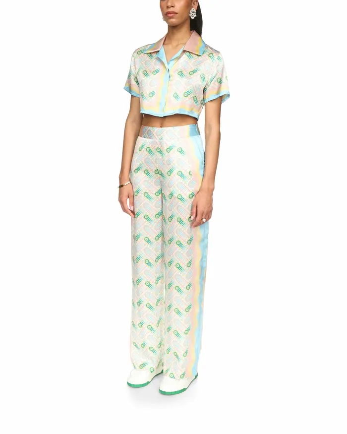 Casablanca Paris Shirts Ping Pong Cropped Silk Shirt 8211 Women