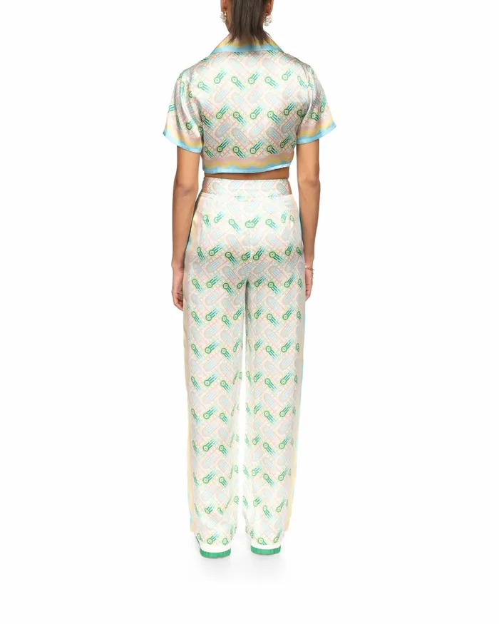 Casablanca Paris Shirts Ping Pong Cropped Silk Shirt 8211 Women