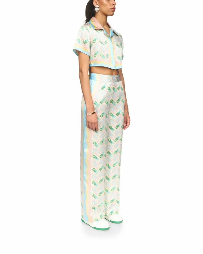 Casablanca Paris Shirts Ping Pong Cropped Silk Shirt 8211 Women