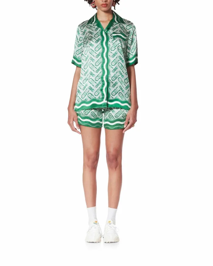 Casablanca Paris Shirts Ping Pong Monogram Silk Shirt 8211 Women