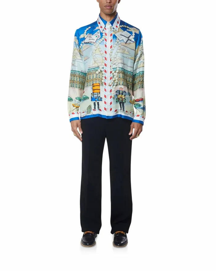 Casablanca Paris Shirts Place Casa Silk Shirt 8211 Men