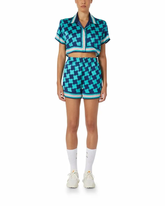 Casablanca Paris Shirts Pool Tile Cropped Silk Shirt 8211 Women Casablanca Paris Shirts Pool Tile Cropped Silk Shirt 8211 Women