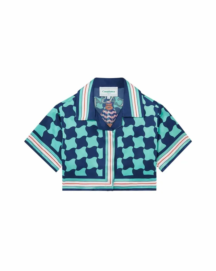 Casablanca Paris Shirts Pool Tile Cropped Silk Shirt 8211 Women Casablanca Paris Shirts Pool Tile Cropped Silk Shirt 8211 Women