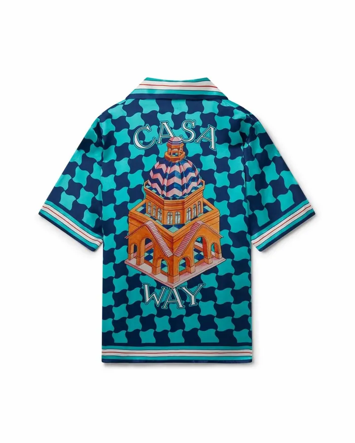 Casablanca Paris Shirts Pool Tile Silk Shirt 8211 Men
