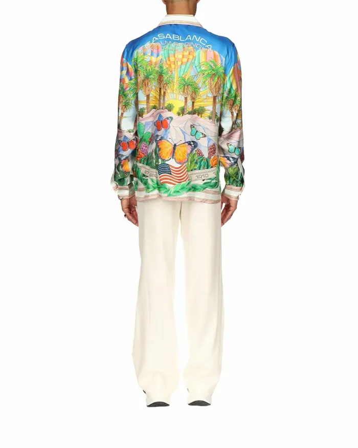 Casablanca Paris Shirts Psychadelic Cuban Collar Silk Shirt 8211 Men
