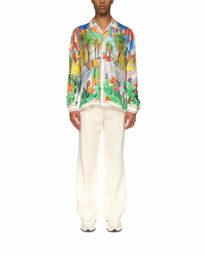 Casablanca Paris Shirts Psychadelic Cuban Collar Silk Shirt 8211 Men