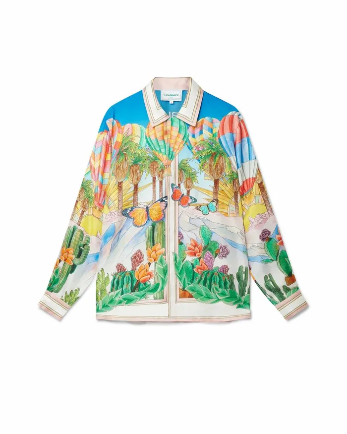 Casablanca Paris Shirts Psychadelic Cuban Collar Silk Shirt 8211 Men