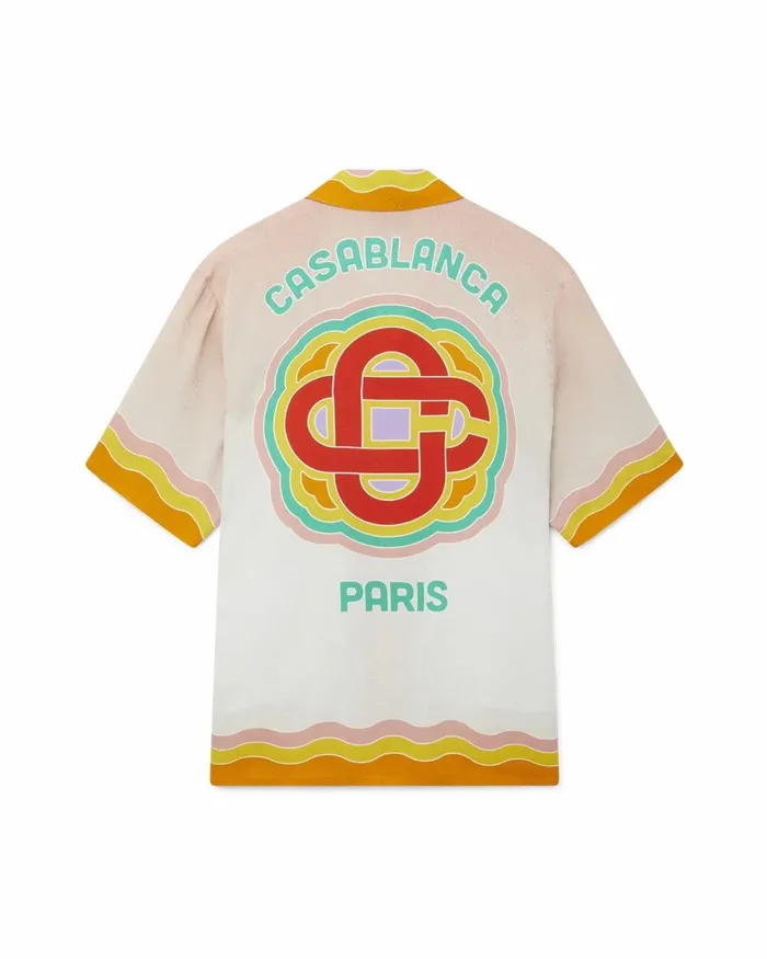 Casablanca Paris Shirts Rainbow Monogram Silk Shirt 8211 Men