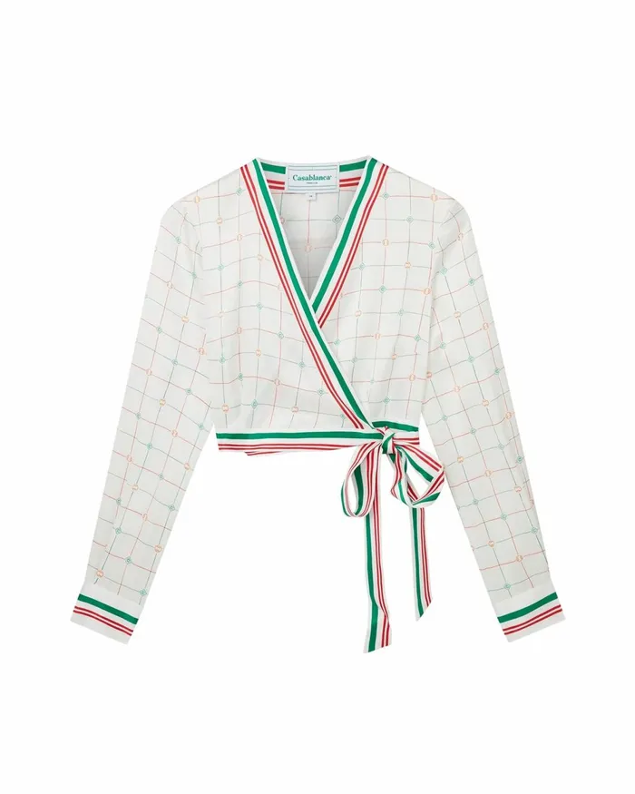 Casablanca Paris Shirts Tennis Club Check Wrap Blouse 8211 Women