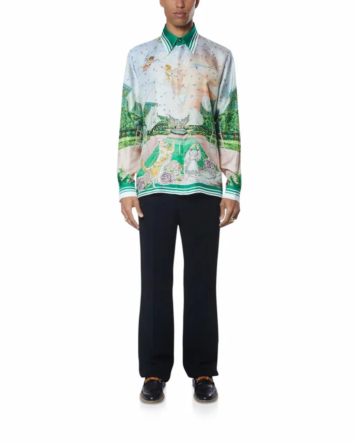 Casablanca Paris Shirts Tennis Club Prive Silk Shirt 8211 Men