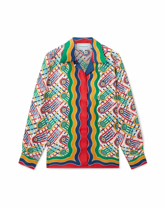 Casablanca Paris Shirts Tennis Monogram Silk Shirt 8211 Women