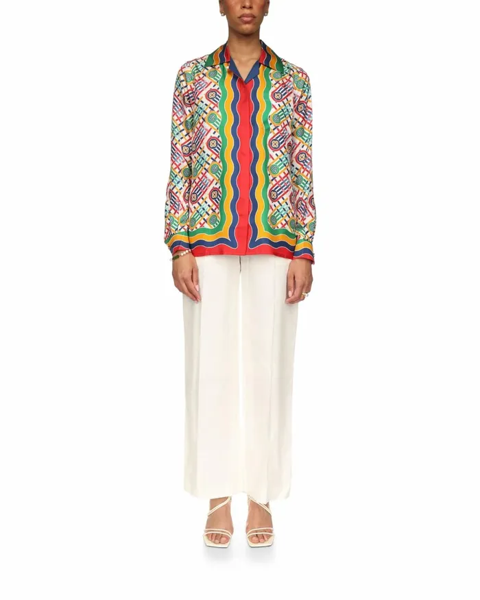 Casablanca Paris Shirts Tennis Monogram Silk Shirt 8211 Women Casablanca Paris Shirts Tennis Monogram Silk Shirt 8211 Women