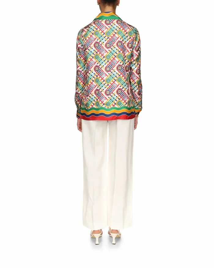 Casablanca Paris Shirts Tennis Monogram Silk Shirt 8211 Women Casablanca Paris Shirts Tennis Monogram Silk Shirt 8211 Women