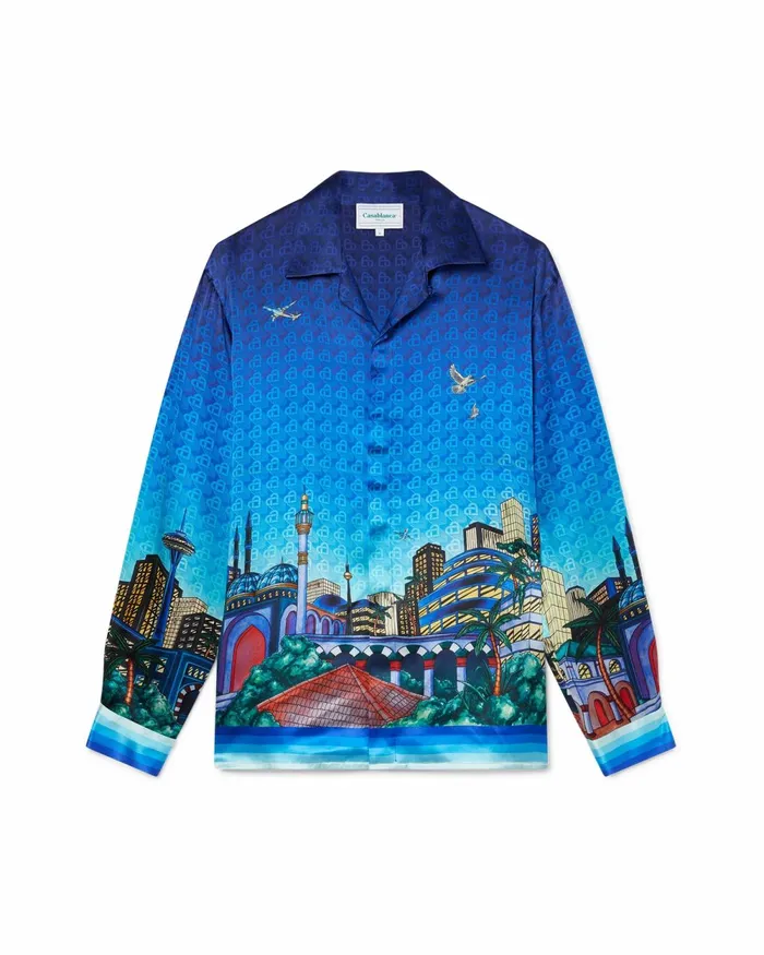 Casablanca Paris Shirts The Night View Silk Shirt 8211 MenWomen